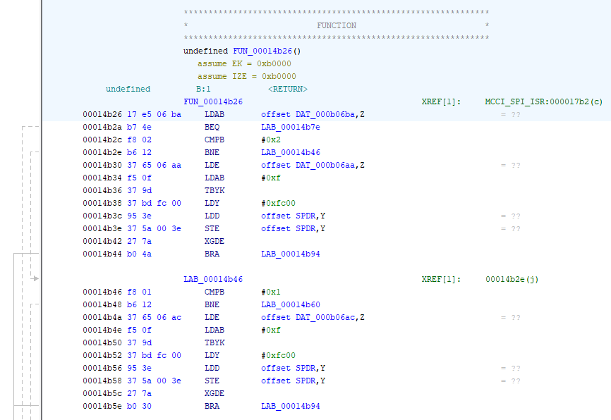 Ghidra HC16 code snapshot